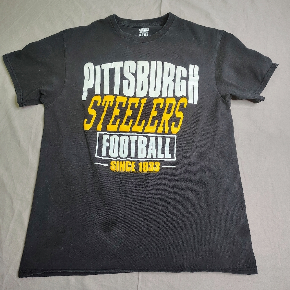 Pittsburgh Steelers NFL T-Shirt Medium Black Junk Food Front Back 2015 Official